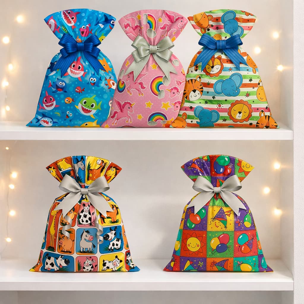 Embalagem Infantil Presente  | Kit 50un | Escolha o tamanho e estampa | Lembrancinhas Festa Infantil Sacolinha Presente