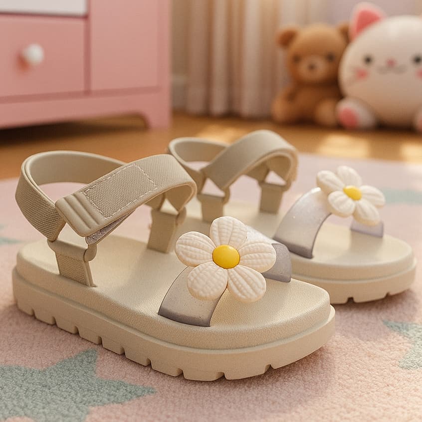 Sandália Papete Infantil Menina Flores Borboletas Feminina Crianças Leve Confortável Antiderrapante