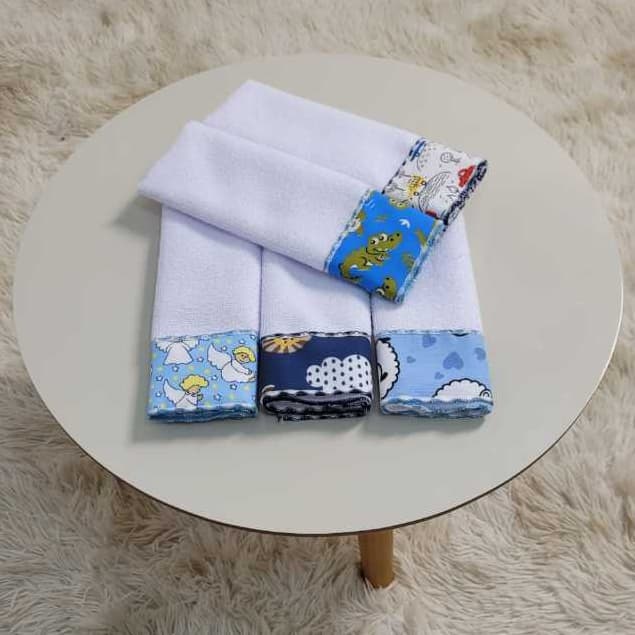 Kit Ombro ou Boca Algodão Misto Tipo Babete Acabamento Ponto Overlocado Com 05 Unidades Ótima Absorção 2cm x 40cm