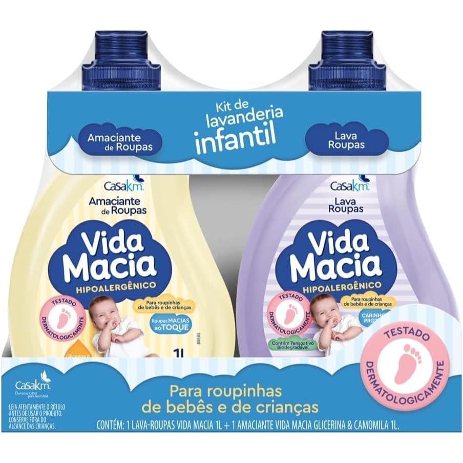 Kit Vida Macia para roupinhas de Bebê 1 Lava Roupas 1L + 1 Amaciante Glicerina Camomila 1L
