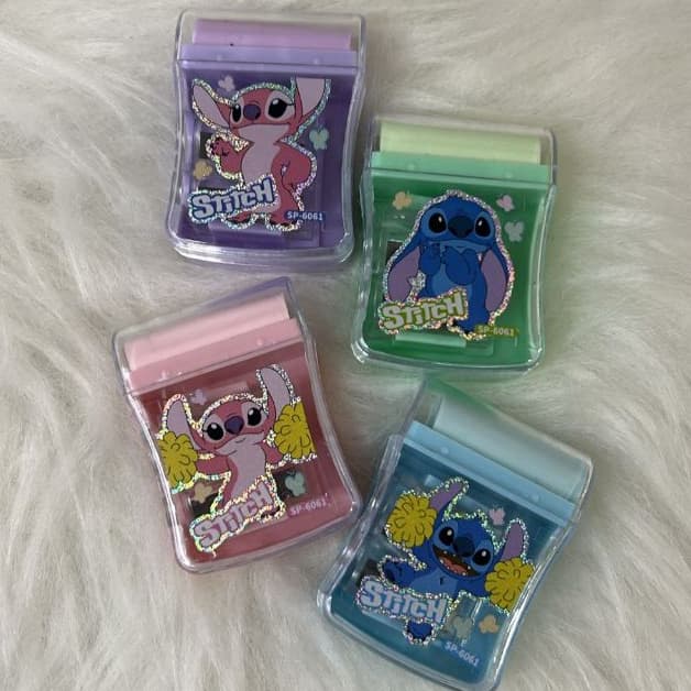 Apontador Duplo Com Deposito/Borracha Stitch e Angel Escolar