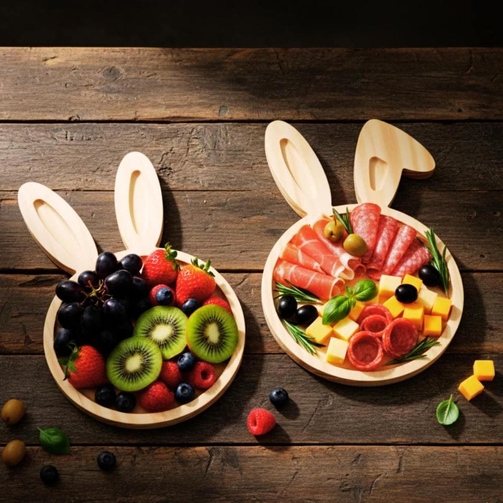 Petisqueira Coelho Tabua Coelhinho Pascoa Servir Frios Doce Mesa Posta Decorativa Madeira Pinus