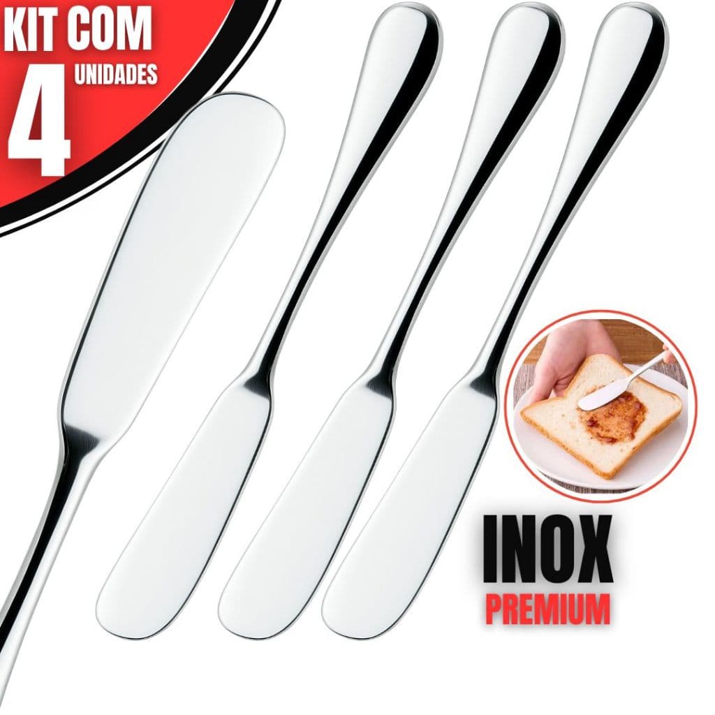 OFERTA Kit 4 Peças Espátula Para Manteiga Patê Geleia Margarina Inox Para Cozinha e Restaurantes