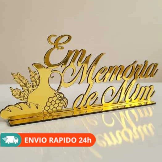 Placa frase EM MEMÓRIA DE MIM para decoraçao de Santa Ceia igrejas