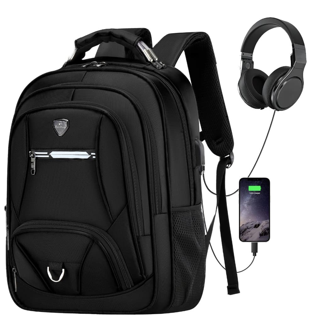 Mochila Masculina Preta Impermeável Notebook 15.6 Reforçada Trabalho Viagem