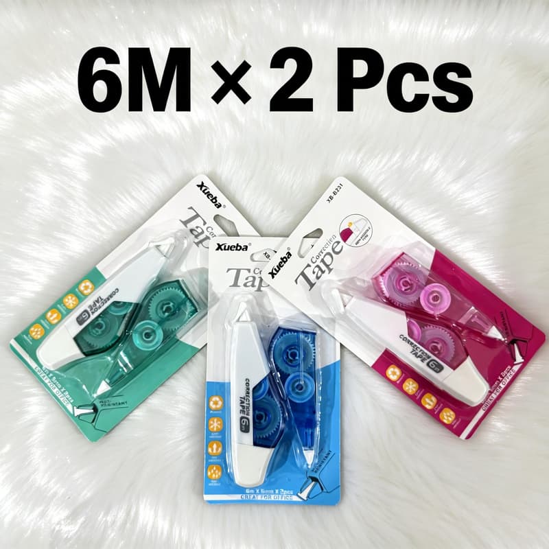 Refil Fita Corretiva 6m x 5mm Kit 2 Unidades Para Caneta Corretiva Escritório Escola