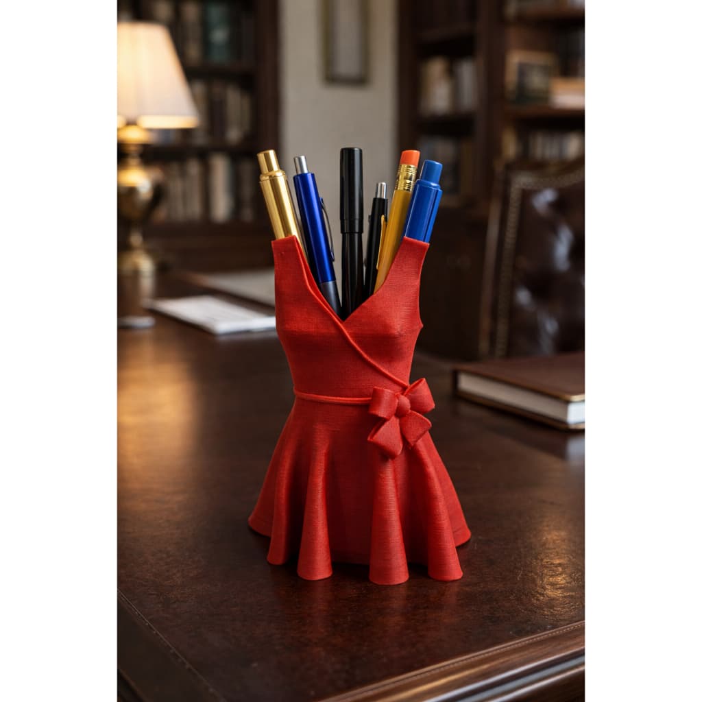 Porta Canetas Criativo em Formato de Vestido – Decoração Moderna para Escritório
