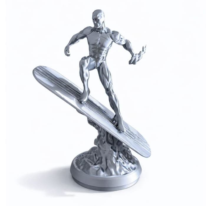 Estátua Decorativa Surfista Prateado – Peça Colecionável 19cm | Silver Surfer Style