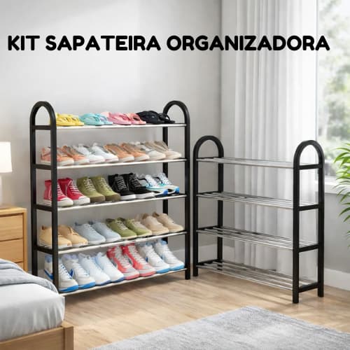 KIT SAPATEIRA 4 E 5 PRATELEIRAS ORGANIZADOR MULTIUSOS SAPATOS 8 OU 10 PARES