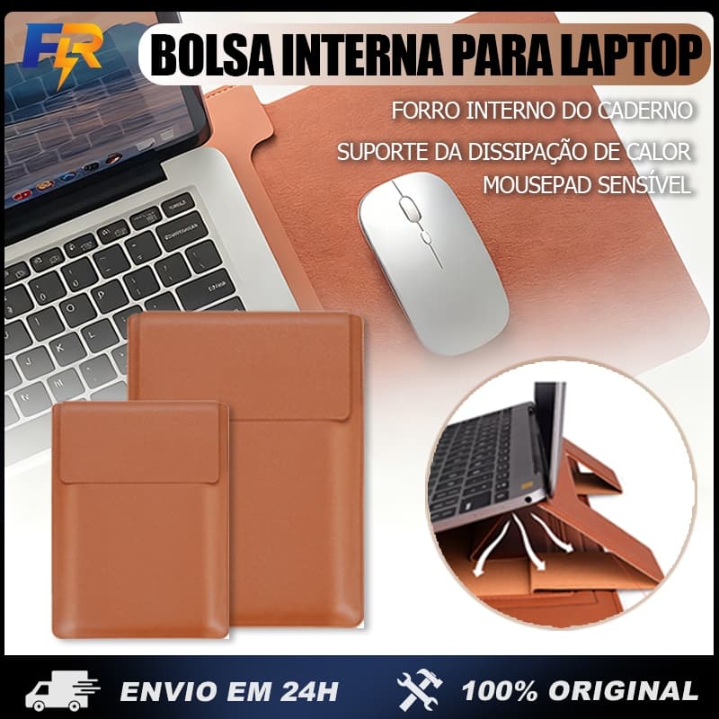 Capa Para Notebook Stand Macia De Couro PU Macbook Air M2 13,3-16 Polegadas Bolsa