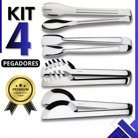 Kit de 4 Pegadores Inox Cozinha – Massa 20cm Universal 20cm Salada 20cm Gelo 18,5cm