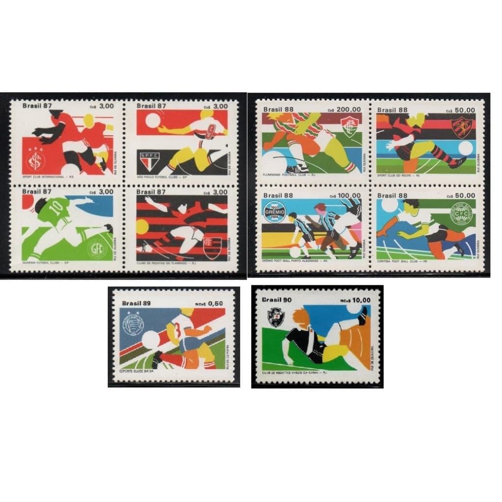 Lote com 10 selos de carta  BRASIL  NOVOS  FUTEBOL CLUBES BRASILEIROS - filatelia - ref.S602