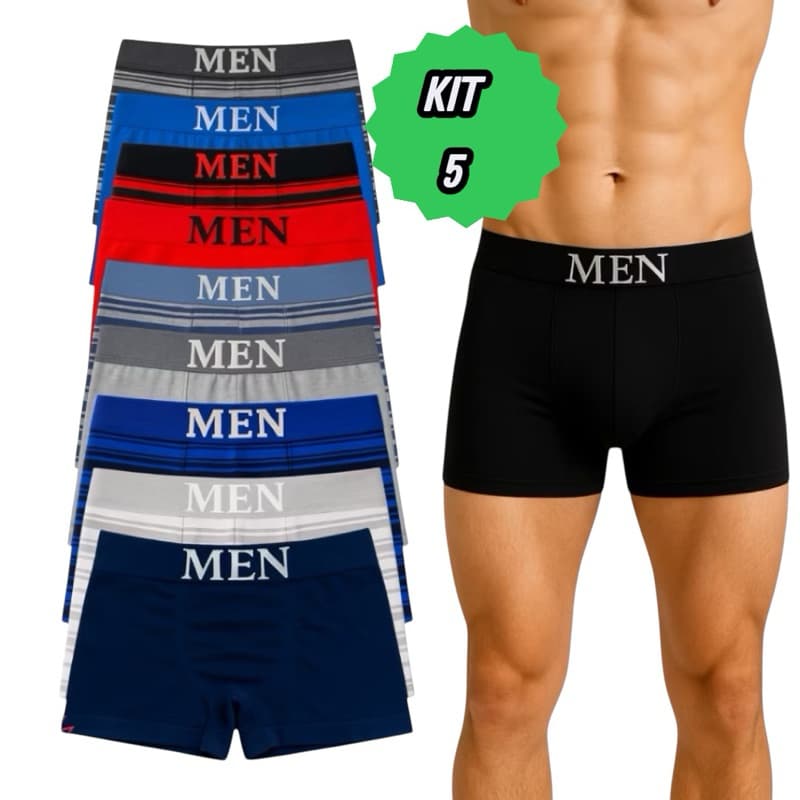 KIT 5 CUECAS BOXER MASCULINO ADULTO