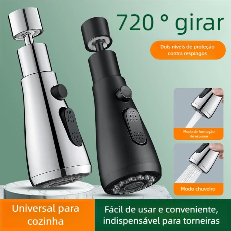 Dispositivo Multiuso de Torneira - Extensão com Borbulhador Rotativo e Anti-Respingo