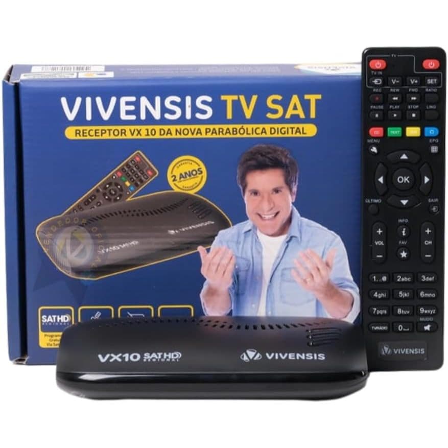 Receptor Digital Vivensis TV, Full HD Smart via Satélite VX10, Preto Bivolt