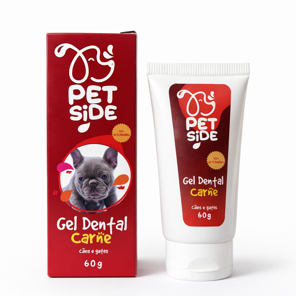 Gel Dental Pet Cães Gatos P/ Tartáros Mau Hálito Gengivite - Sabor Carne