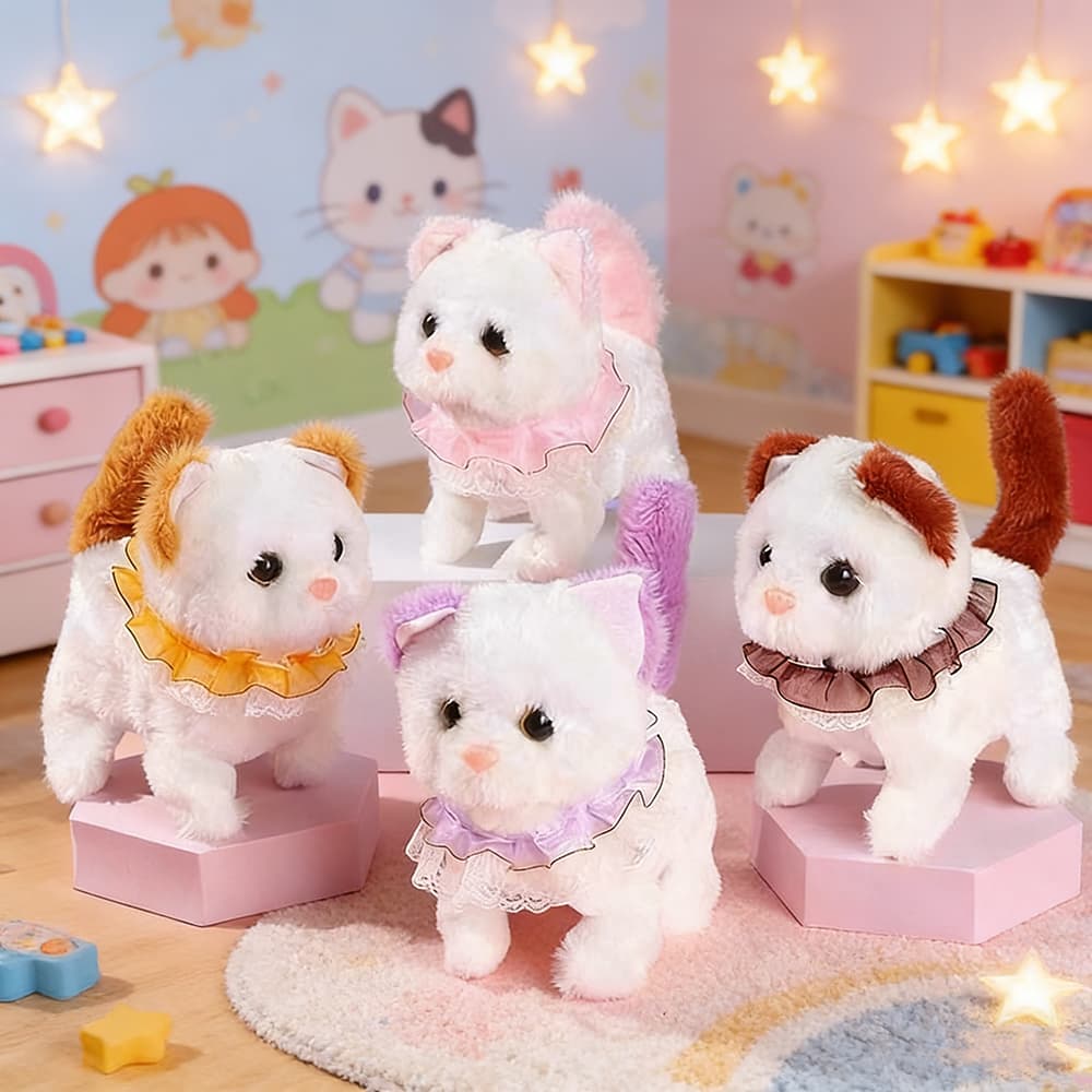 Brinquedo de Gato Elétrico de Pelúcia: Move-se e emite som – Adorável e Divertido, Perfeito para Presentear Crianças!