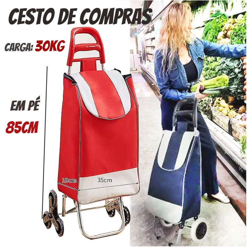 Carrinho De Mão Compras Feira E Mercado Reforçado E Dobrável Veículo dobrável de duas rodas