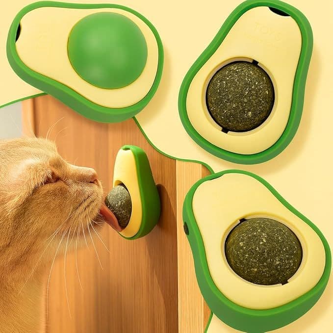 Abacate De Brinquedo Para Gatos Com Catnip Erva Gato Natural Bola de Lamber Limpeza dos Dentes Lanche