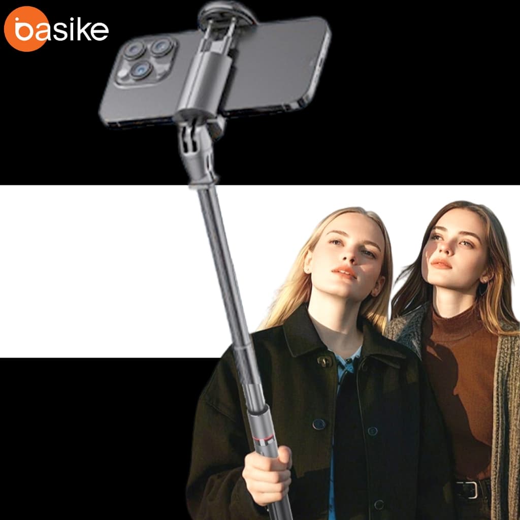 Bastão de selfie Tripé para celular BASIKE Pop-up Automático com Bluetooth Sticks 177cm, Rotação 360° Selfie Sticks
