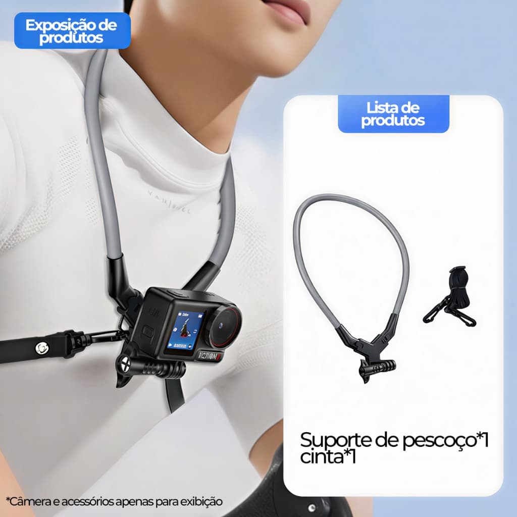 Suporte Vlog POV para Pescoço｜Compatível DJI Action, Silicone Macio