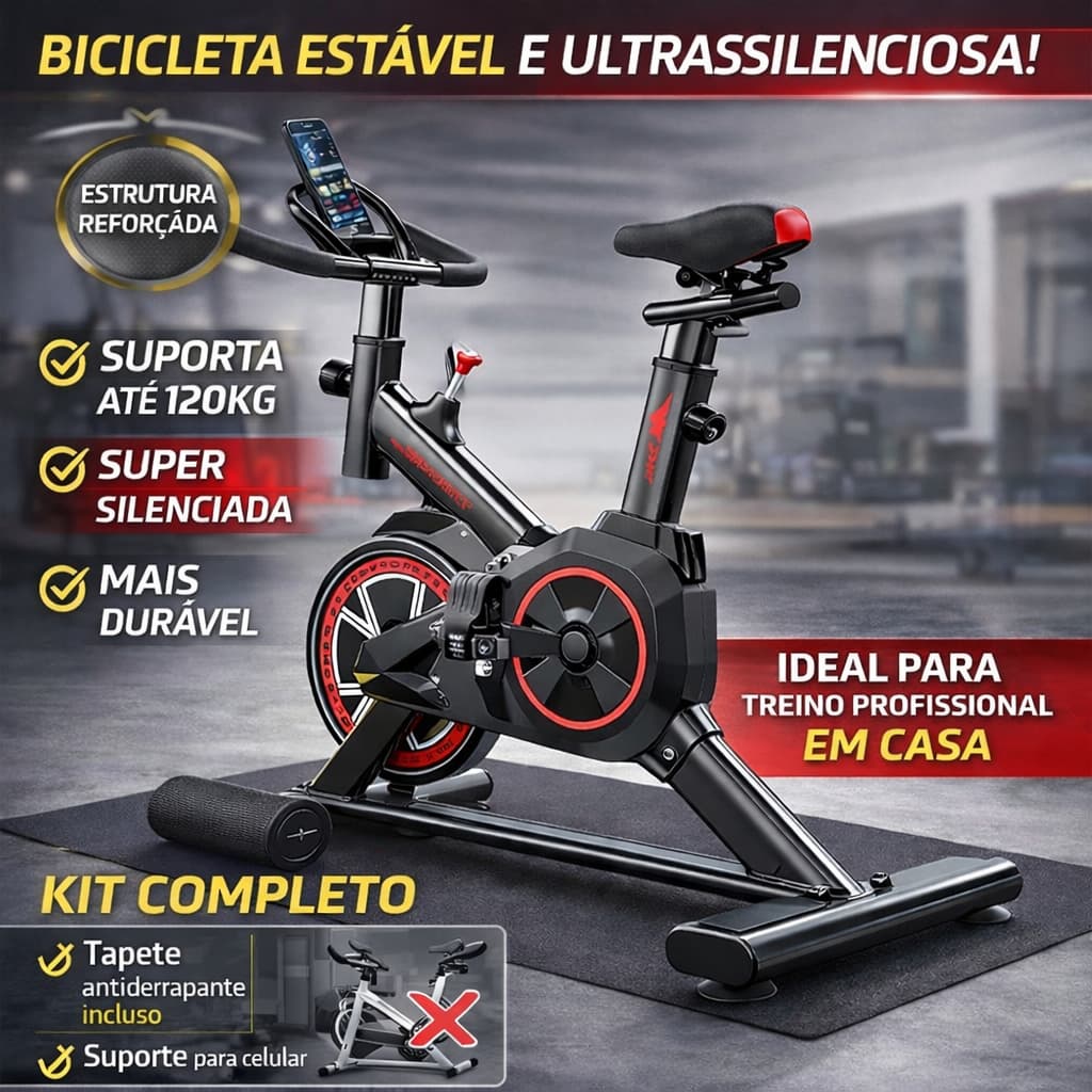 Bicicleta Ergométrica Indoor para Exercícios Cardio com Estrutura Reforçada até 120kg