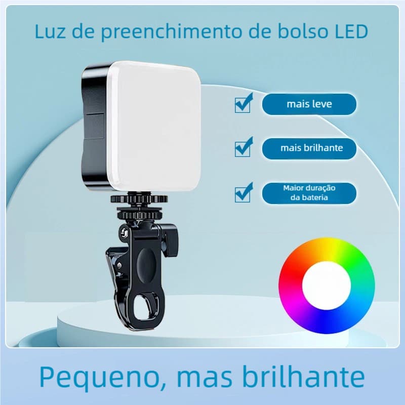 Luz LED Portátil com Regulação de Cor 3000K-5500K - Painel para Celular