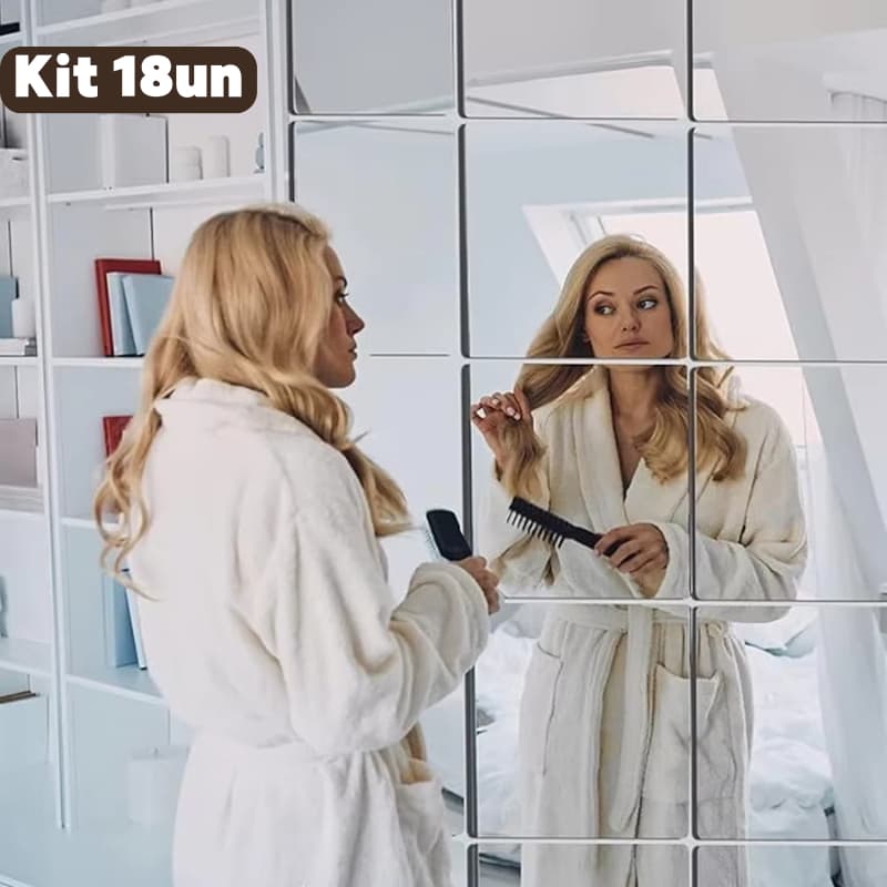 kit 18 /12 Espelhos Adesivo Decorativo De Parede 30x30 cm Quadrado