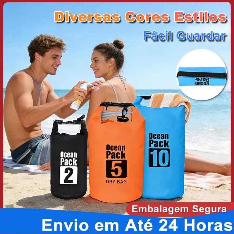 Bolsa Impermeável Dobrável 2/5/10L Natação Rafting Alça Ajustável Antivazamento