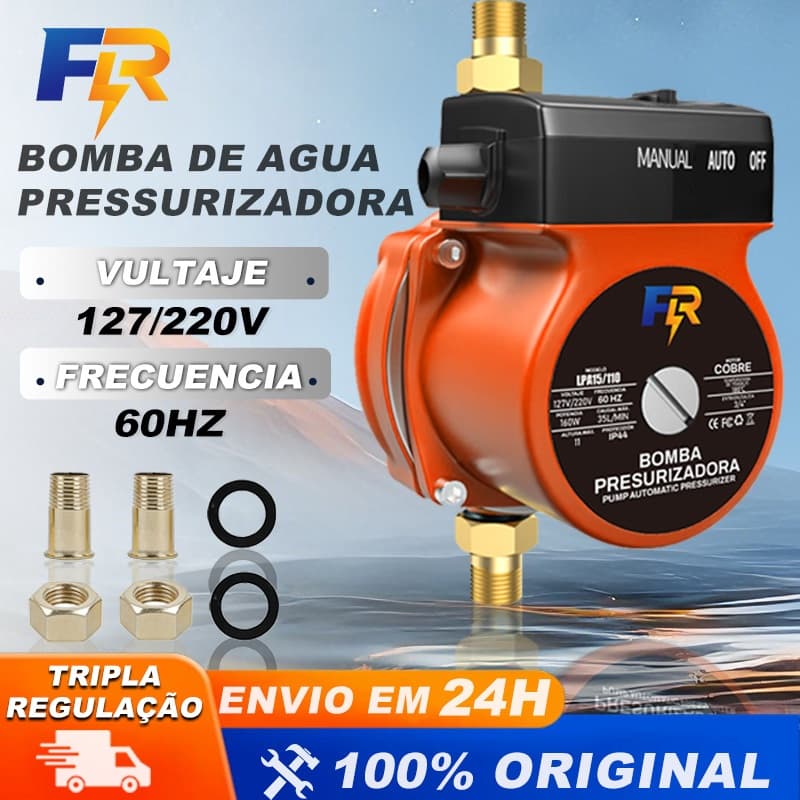 Bomba Cobre/Ferro D’Água Pressurizadora 125/160 watts,2100L/H  com Fluxostato Automático