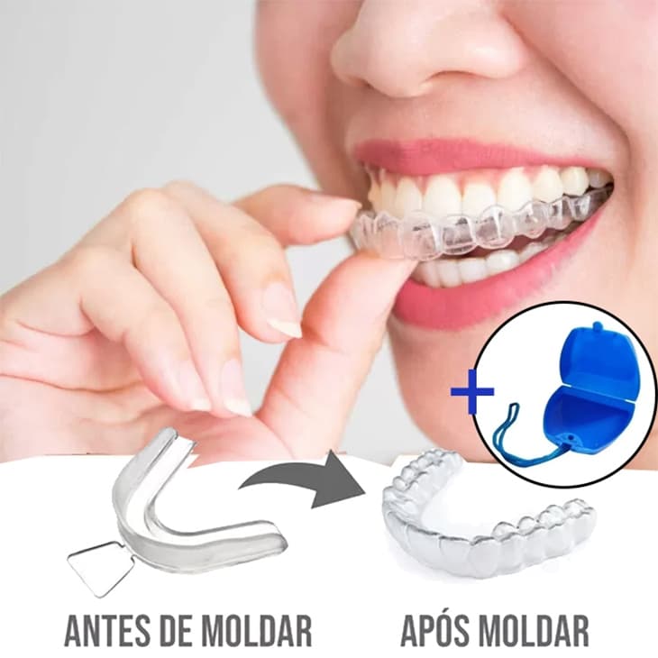 2/4 unidades (1/2 pares) + Estojo Moldeira Bruxismo Molde Silicone Protetor bucal