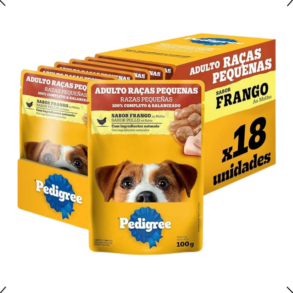 CAIXA SACHE PEDIGREE ADULTO RAÇA PEQUENA FRANGO 100G 18UN