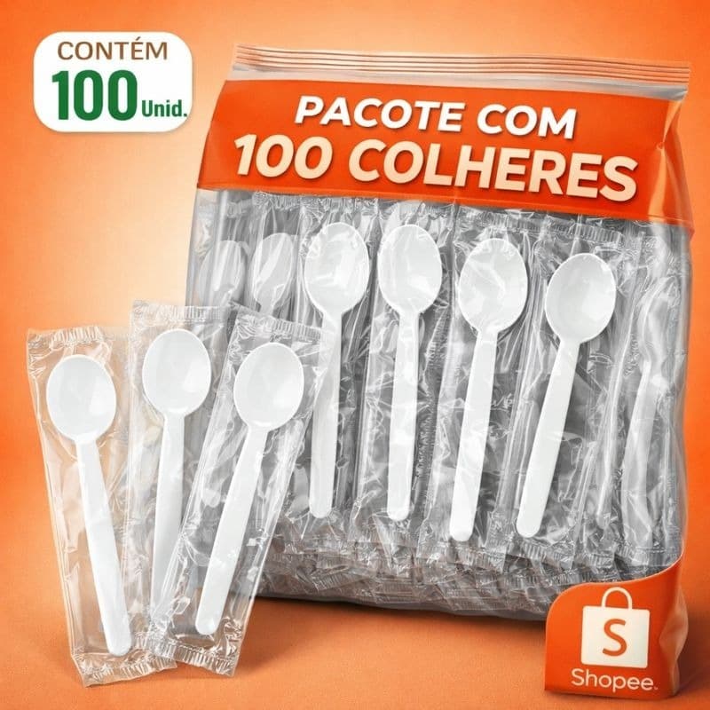 Colher Super Resistente Embalado Para Delivery PCT  100 UNID Sobremesa