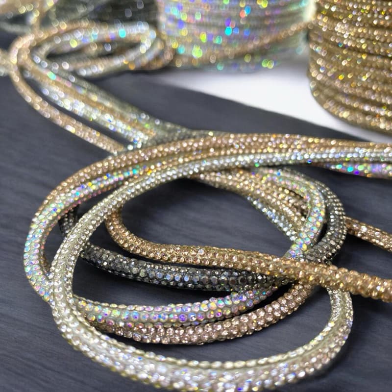 Tira/Tubo/Fio/Cordão/Cadarço Infinity Strass 3,5mm  - 1 Metro (Proprio Para Laços,Pulseiras,Tiaras,Calçados)