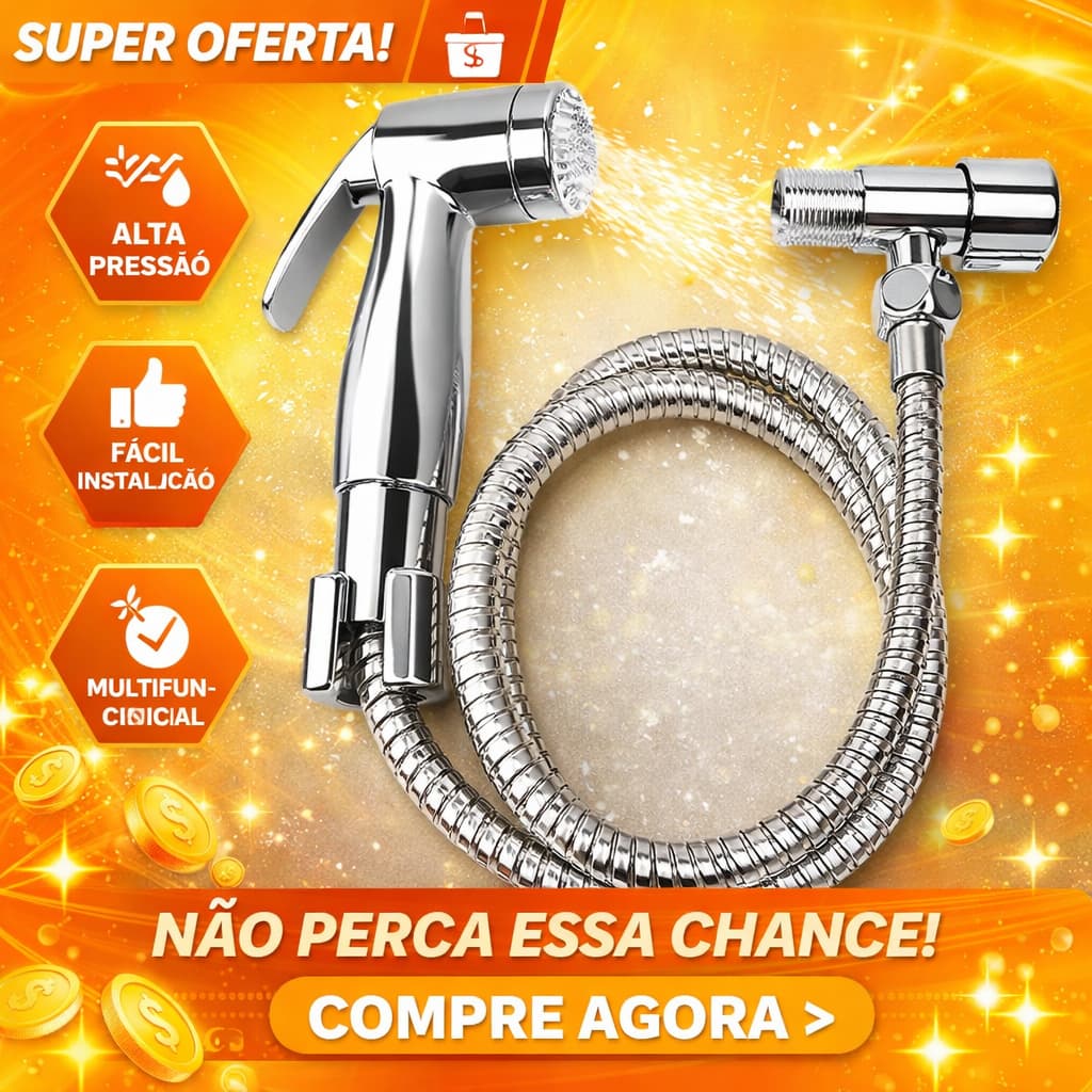 Ducha Higiênica Cromada 100% Completa Luxo Metal Inox