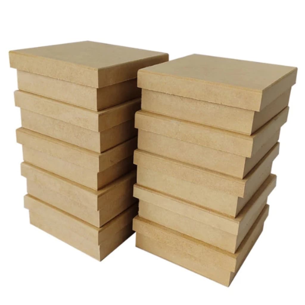 05 Caixas 20x20x5 Madeira Mdf Cru decorativa organizadora lembrancinha casamento, padrinhos, festa