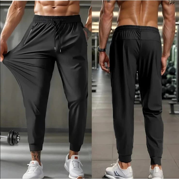 KIT 3 Calça Jogger Preta Masculina Dry Fit Com Fitas Esportiva