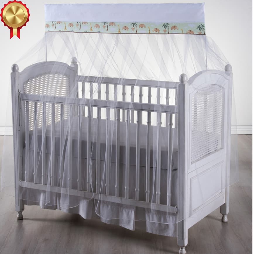 Mosquiteiro para Mini Berço em Tule com Bando Estampado Bebê