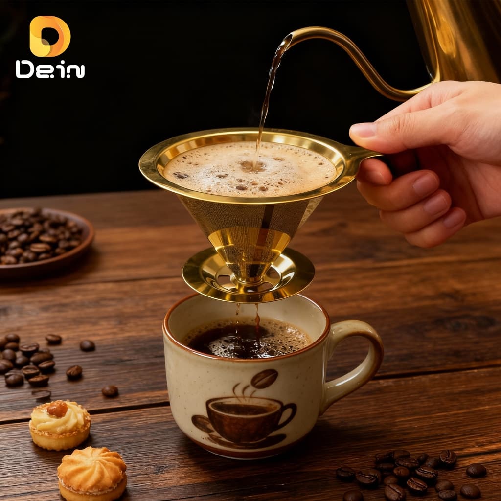 Filtro De Café Coador Inox 304(103) Grande Reutilizável Pour Over