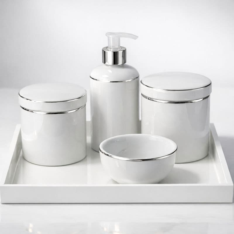 Kit Bebe Porcelana Higiene Filete Prata Luxo Delicado Elegante