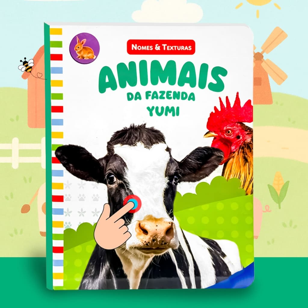 Livro Infantil Bebê Toque E Sinta Animais Fazenda Livro Sensorial Texturas Realistas Premium