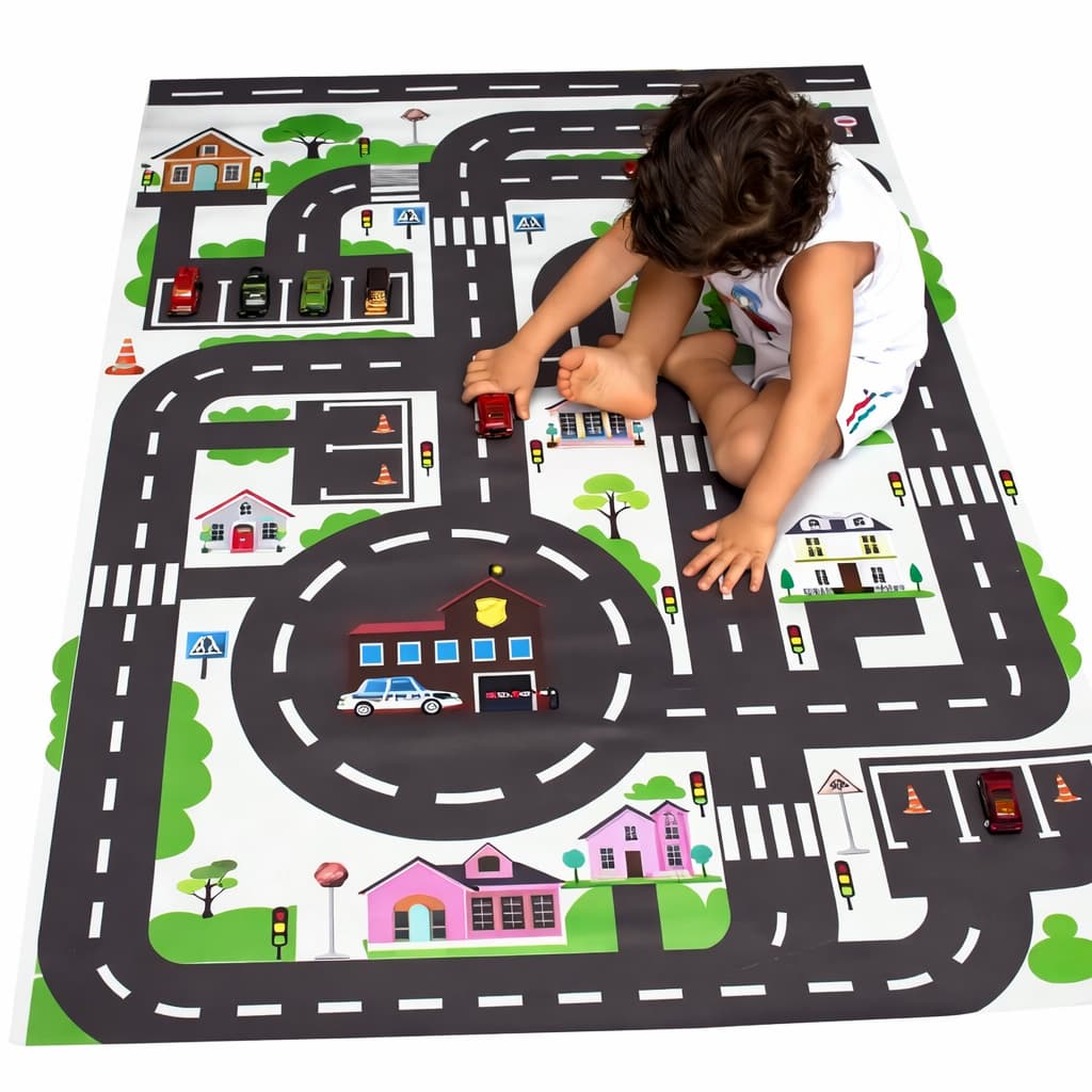 Pista de Carrinho Tapete em Lona Hotwheels Cidade Infantil 100x65