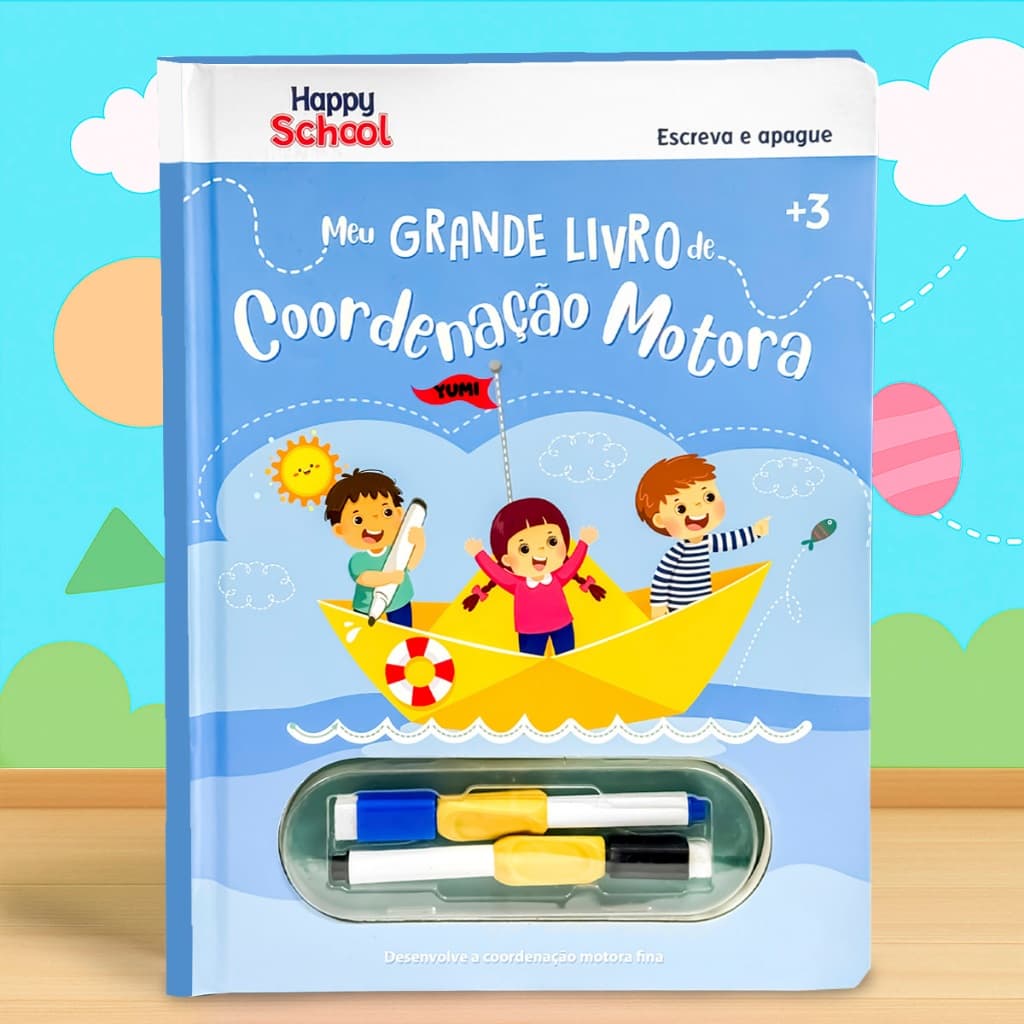 Livro Infantil Caligrafia Meu Grande Livro de Coordenação Motora | Caneta Apagável Ergonómica  - Edição Grande