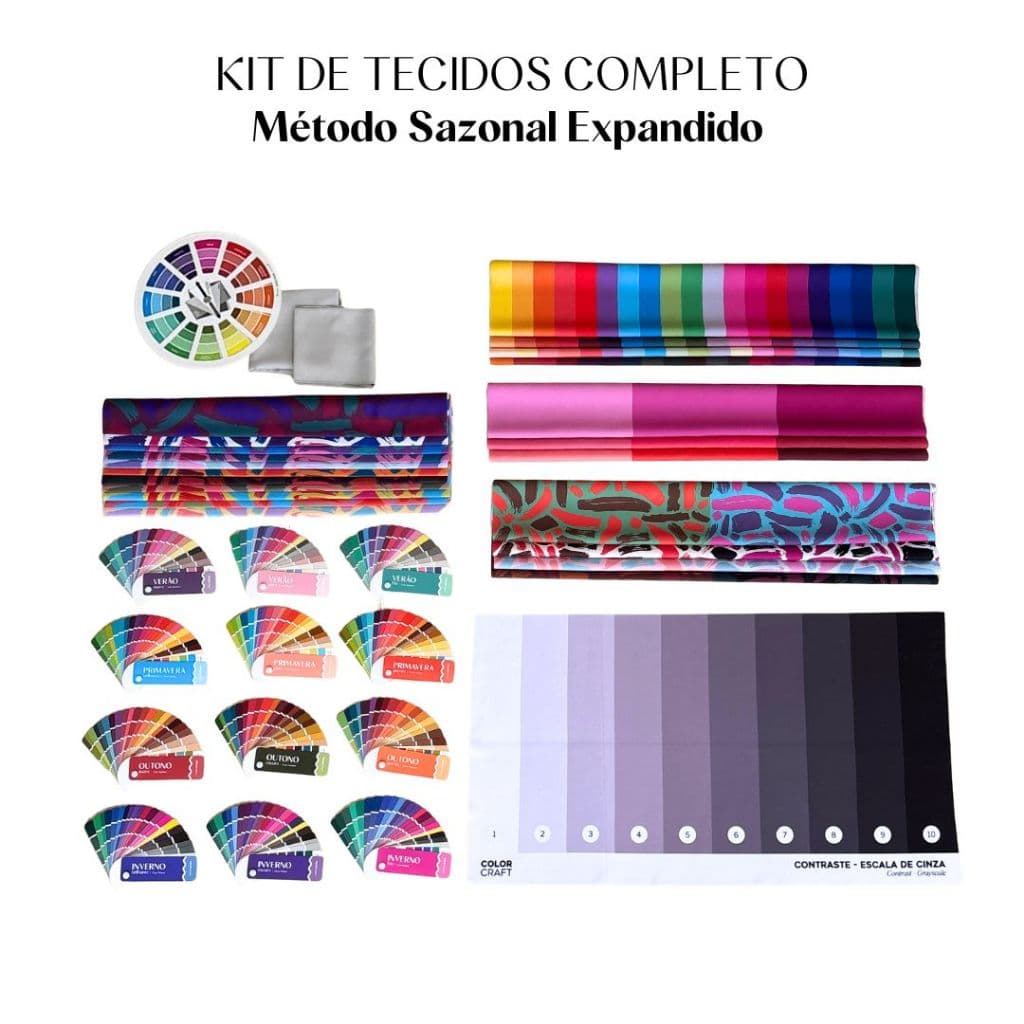 Kit Completo tecidos Coloração Pessoal + 12 Cartelas