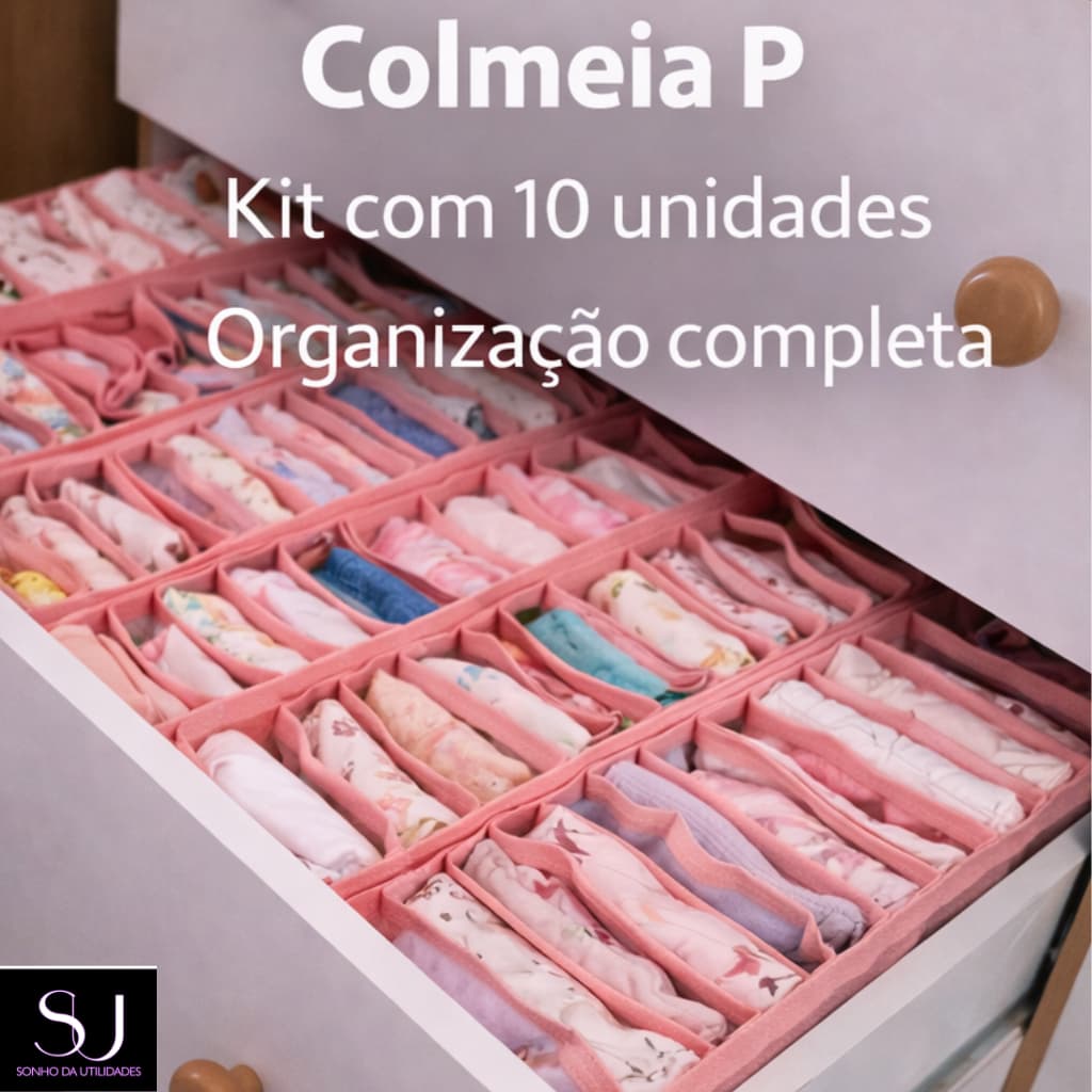 Kit 10 Colmeias Organizador Transparentes Rosa P Gavetas, Closet - SU Sonho da Utilidades