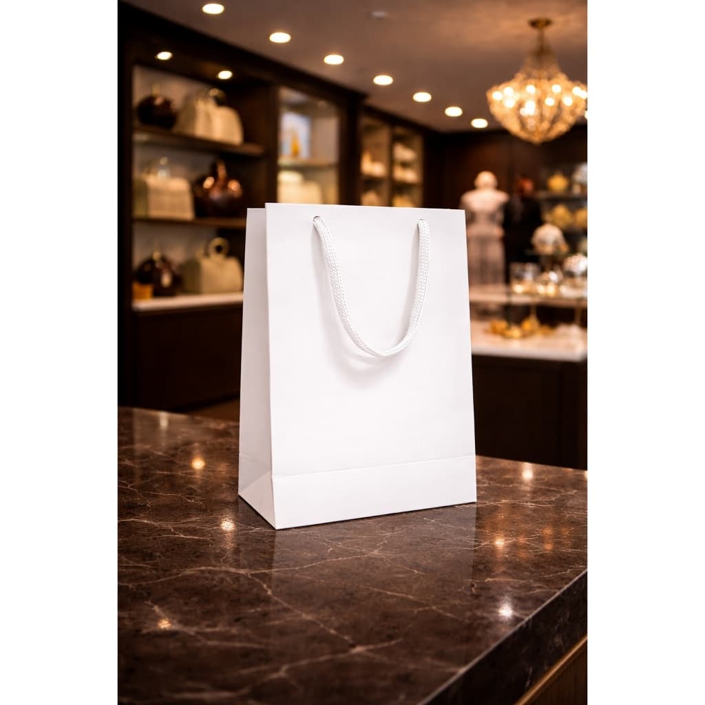 Sacola Branca de Papel 18x14x6 cm para Presentes, Brindes e Lembrancinhas – 10 a 50 Und