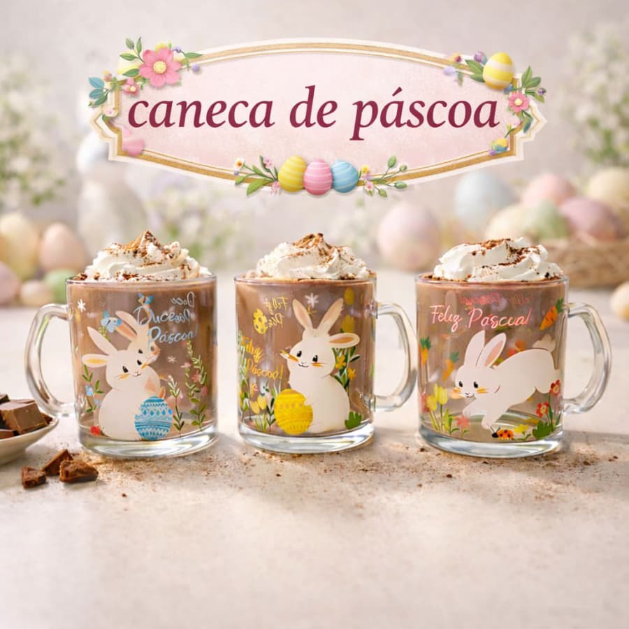 Caneca De Pascoa 330 Ml Decorada Presente