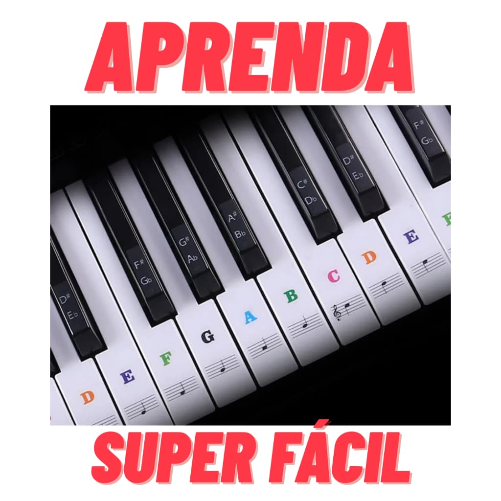 Adesivos Recorte e Cole Para Teclado de Piano Letras Grandes e Negritos Aprendizagem Iniciantes Fácil