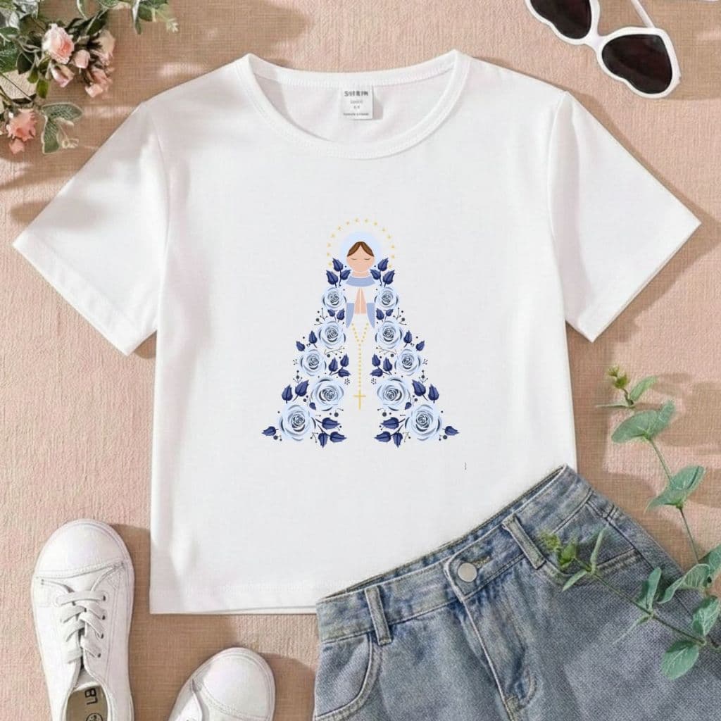 Camiseta Infantil Feminina Católica Santa