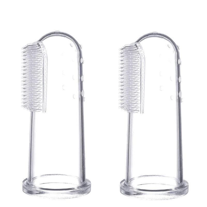 Kit 2 Escovas de Dente Silicone Massageadora de Dedo Para Bebê, Pets, Higiene Bucal